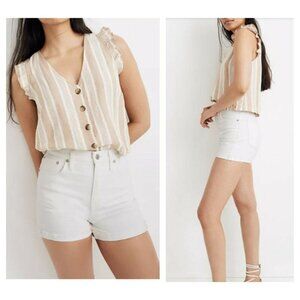 New Madewell Women's Denim Jean Shorts Cutoffs High Rise Tile White Stretch 32